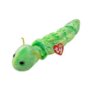 TY Beanie Babies "Squirmy" Worm 14" Green Plush Stuffed Beanbag Animal 2000 NWT